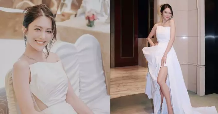 張曦雯白色抹胸高衩裙晒長腿 女神氣場全開