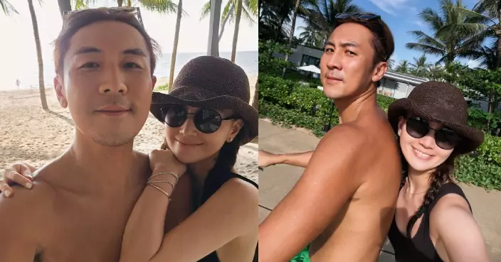 譚俊彥舉家遊富國島 與太太爭取時間過二人世界 沙灘緊貼依偎放閃