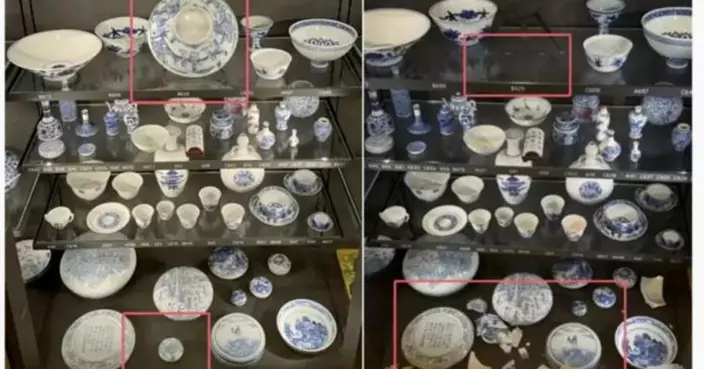 大英博物館300年康熙青花碗突墜落 波及下層印盒  已交修復團隊