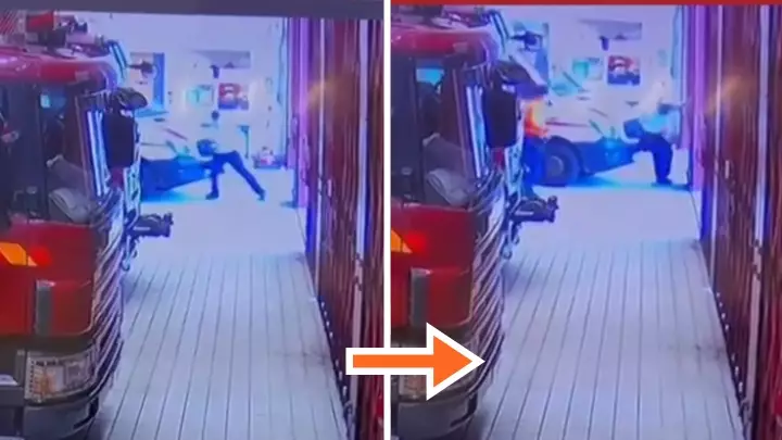 消防處證實一輛救護車早上失控溜前,一名救護員受傷。網上影片截圖