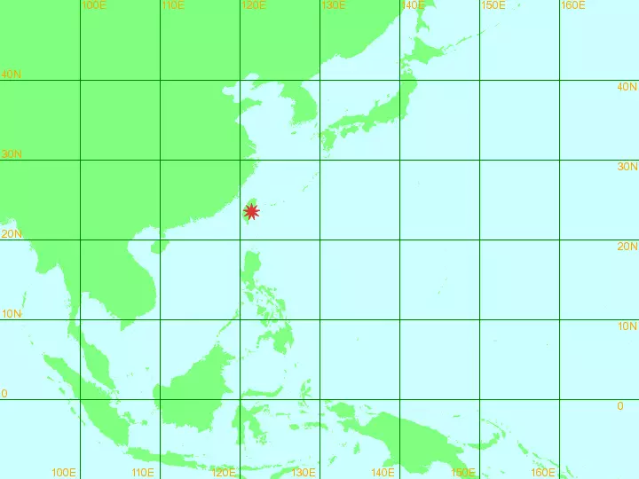 台灣東部海域6.4級地震。香港天文台圖片
