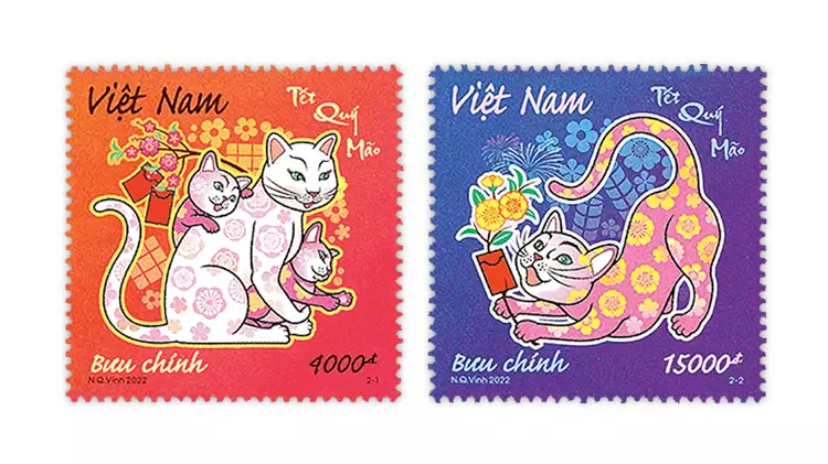 2022年越南率先推出2023年「貓年」所發行之紀念郵票。(網上圖片)