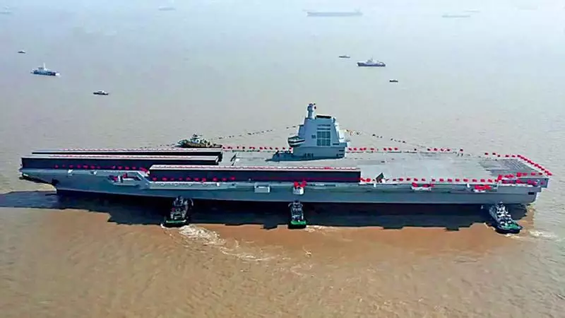 已下水的第三艘航母「福建艦」。