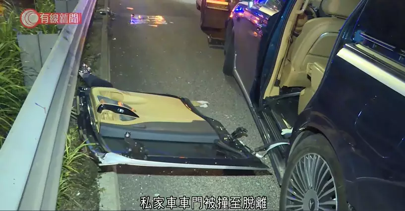 獅子山隧道公路交通意外涉及3車, 8人受傷送院。有線新聞影片截圖有線新聞影片截圖