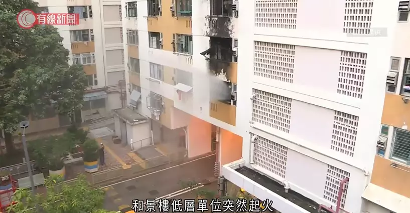 荔景邨清晨發生火警,1死3傷。有線新聞影片截圖