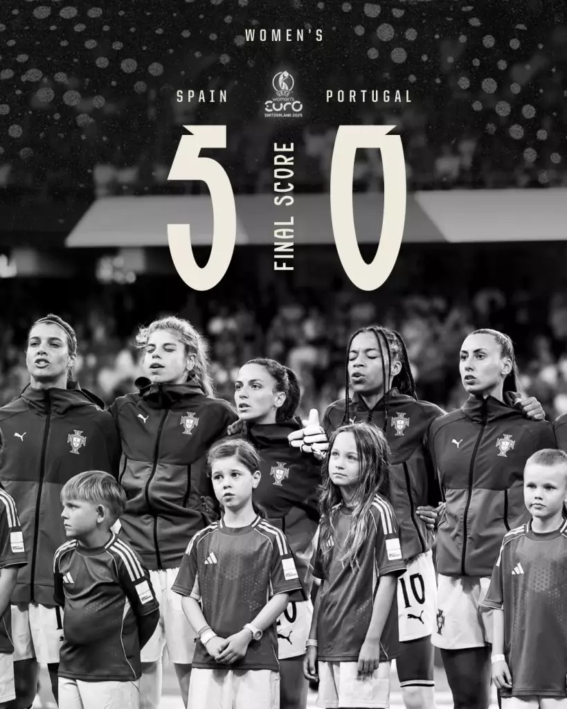 女子歐國盃分組賽,葡萄牙0:5西班牙。FB圖片@Seleções de Portugal