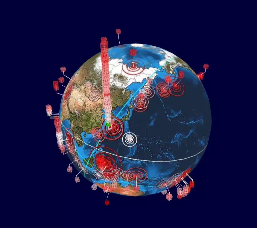 日吐噶喇群島爆發逾千次地震, 3D影像記錄層層疊加似宇宙天梯引熱議。圖片來源:Earthquake 3D