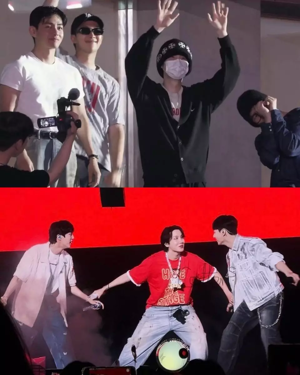 BTS睽違多時在J-hope演唱會上合體。 網上圖片